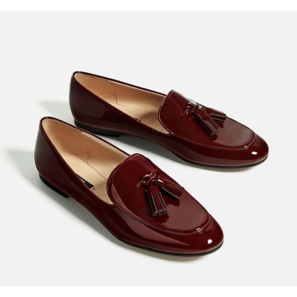 Paten leather Zara tasseled loafers